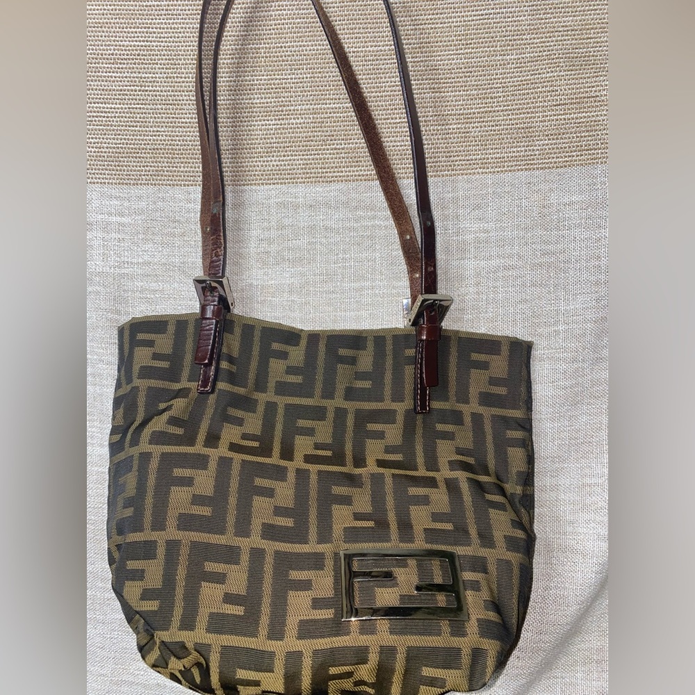 Fendi Brown Green Zucca Shoulder bag
